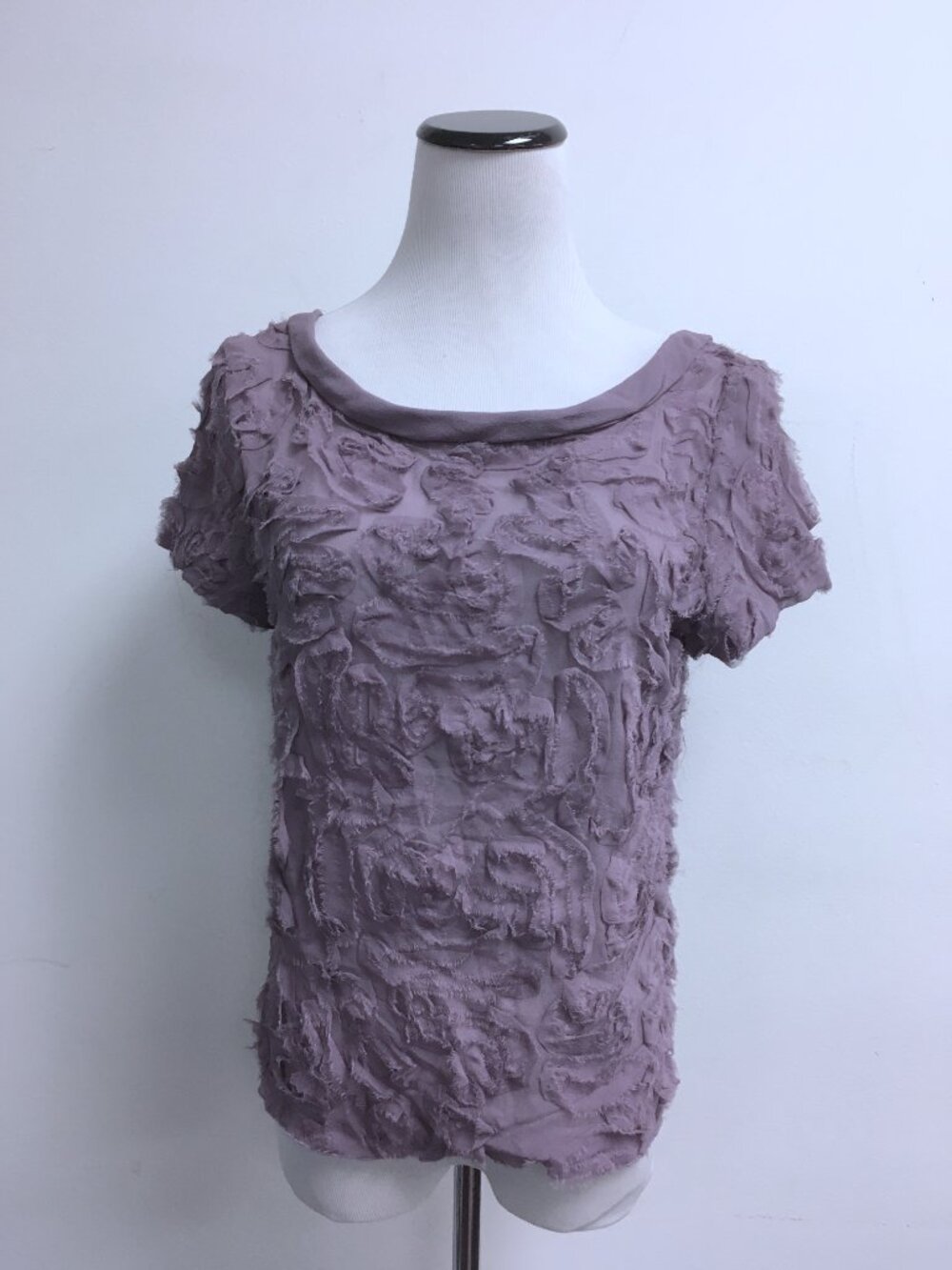 Alberta Ferretti purple lace scoop neck short sleeve top 8